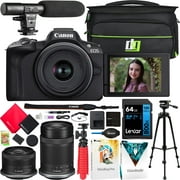 Canon EOS R50 Mirrorless Camera Body with 2 Lens Kit RF-S 18-45mm IS STM and RF-S 55-210mm IS STM 5811C022 Bundle with Deco Gear Photography Bag + Microphone + Tripod + Software & Accessories Kit