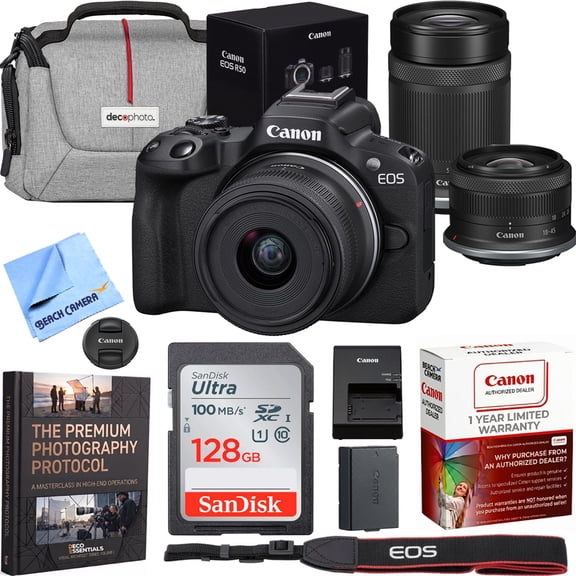 Canon EOS R50 Mirrorless Camera with 2 Lens Kit 18-45mm + 55-210mm Bundle