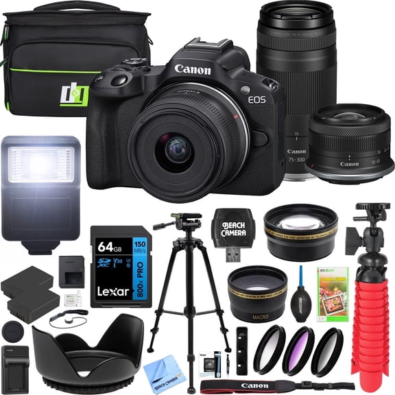 Canon EOS R50 Mirrorless Interchangeable Lens Digital Camera with RF-S 18-45mm F4.5-6.3 IS STM Lens, Black