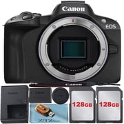 Canon EOS R50 Mirrorless Camera Body Only 4K Video with 2 Pack 128GB Memory Card + ZeeTech Accessory Bundle International Version