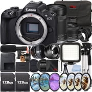 Canon EOS R50 Mirrorless Camera with RF-S 18-45mm + 55-210mm Lens + 2 Pack SanDisk 128GB Memory Card + Case + Wide Angle + SV Premium Accessory Bundle