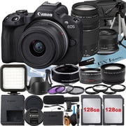 Canon EOS R50 Mirrorless Camera with RF-S 18-45mm + EF 75-300mm Lens + Mount Adapter + 2 Pack 128GB Memory Card + Case + LED Flash + ZeeTech Accessory International Version