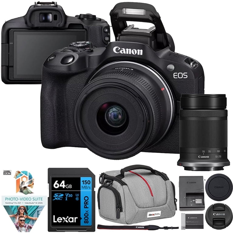 Canon EOS R50 Mirrorless Camera w/ 2 Lens Kit 18-45mm + 55-210mm