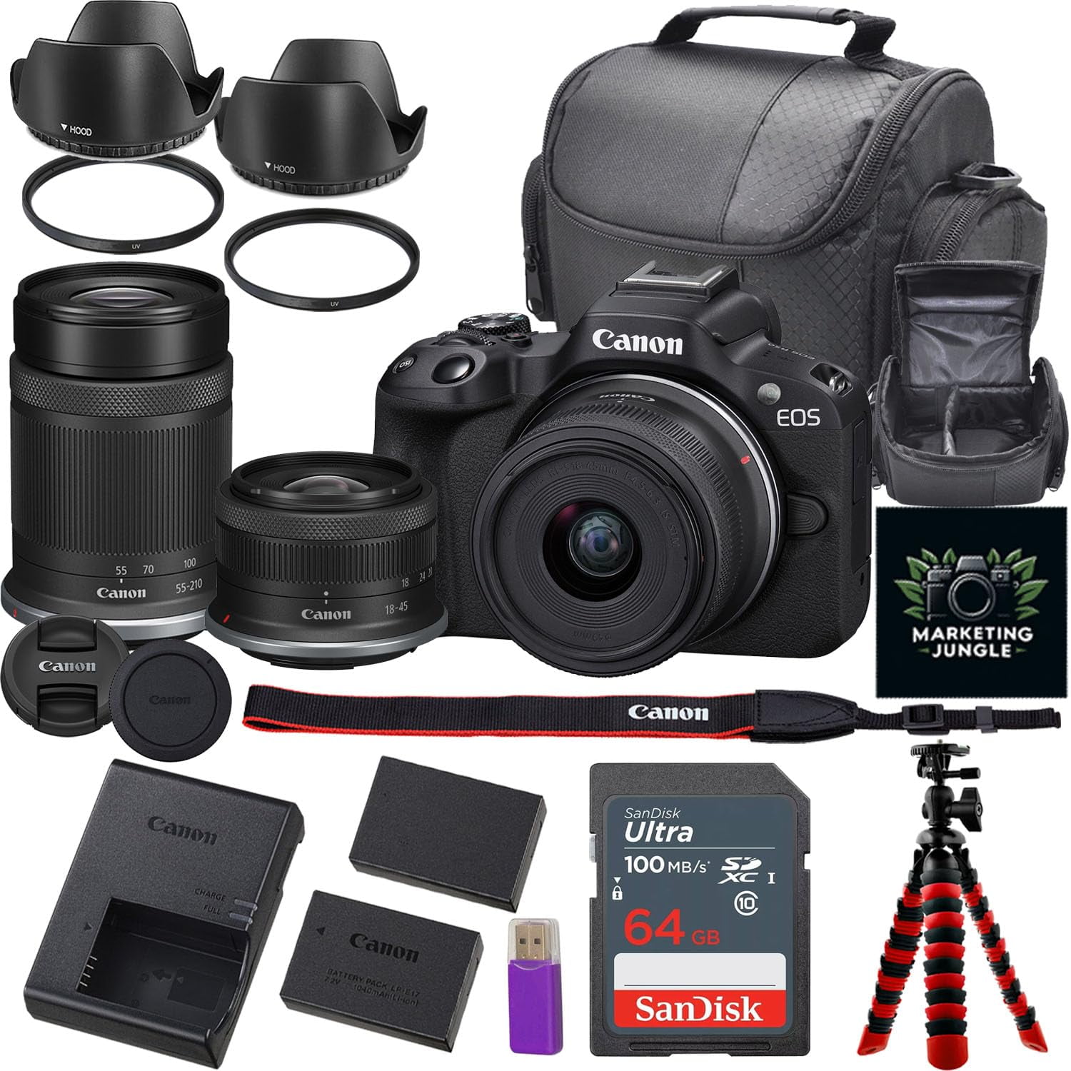 Canon EOS R50 Mirrorless Camera w/ RF-S 18-45mm & 55-210mm Lenses ...