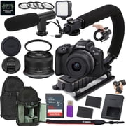 Canon EOS R50 Mirrorless Camera w/Canon RF-S 18-45mm f/4.5-6.3 is STM Lens + Camera Sling Backpack + Extra Battery + 64GB Memory + More 18pc Bundle International Version