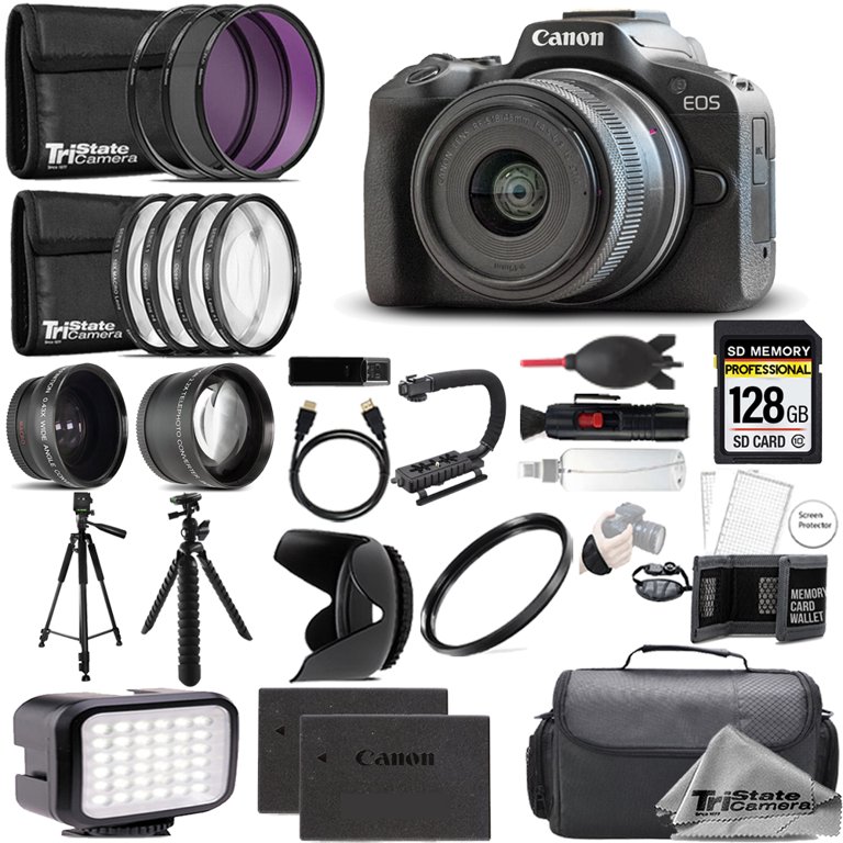 Canon EOS R50 Mirrorless Camera with 18-45mm Lens (Black) + 128GB