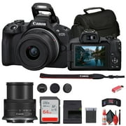 Canon EOS R50 Mirrorless Camera with 18-45mm Lens (Black) (5811C012) + 64GB Memory Card + Bag + Card Reader + Memory Wallet + Cleaning Kit