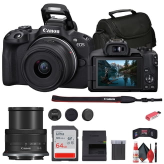 Canon EOS R50 Mirrorless Camera 24.2MP + 18-45mm Lens Bundle 64GB Kit Black (International Model)