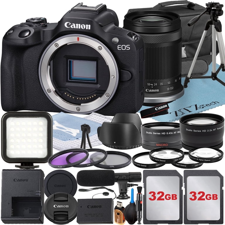 Canon EOS R50 Camera + 18-150mm Lens, 2x SanDisk 32GB Card, and