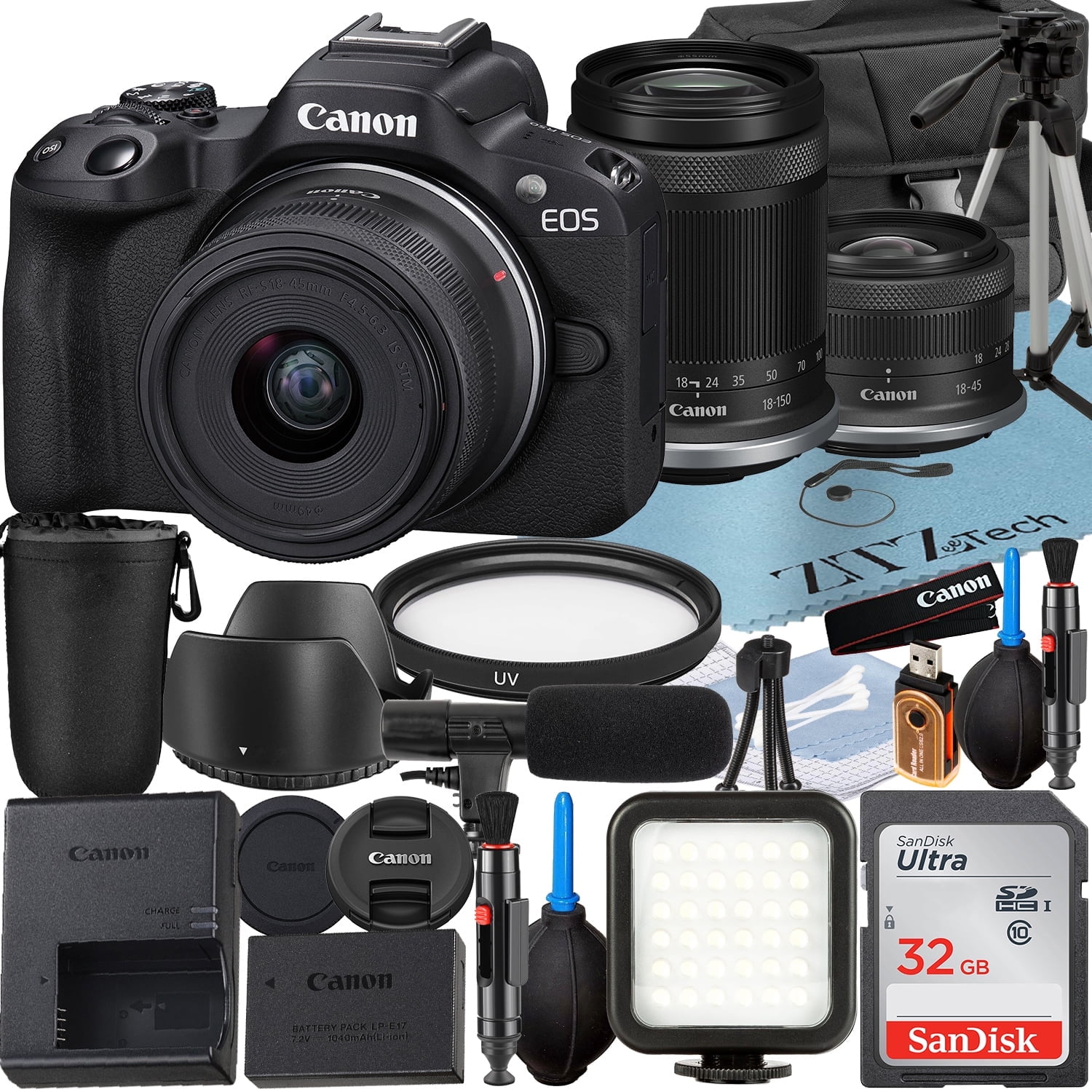 Canon EOS R50 Mirrorless Camera with RF-S 18-45mm + 18-150mm Lens ...