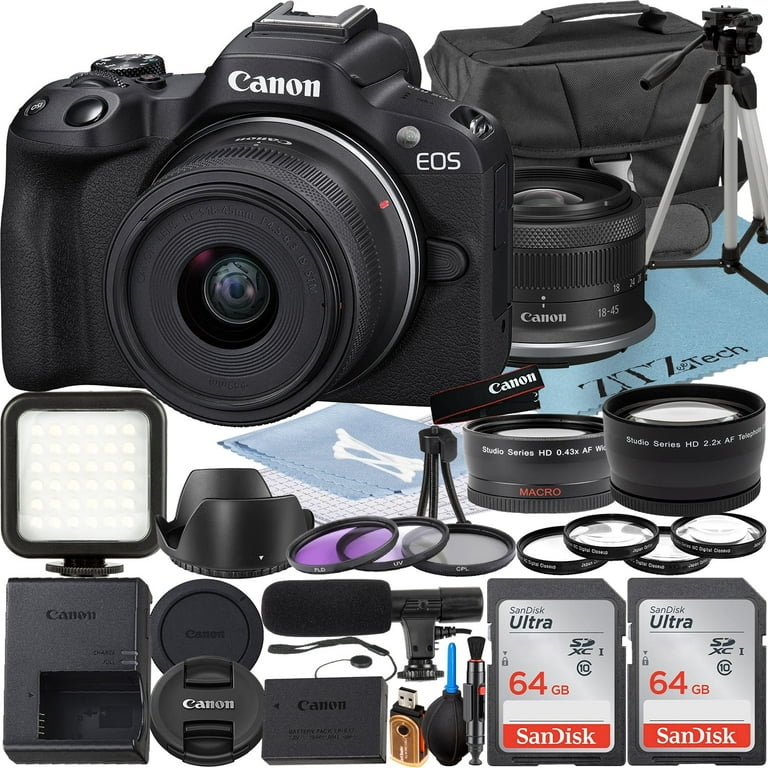 Canon EOS R50 Mirrorless Camera with RF-S 18-45mm Lens + 2 Canon EOS R50 Mirrorless Camera with RF-S 18-45mm Lens + 2