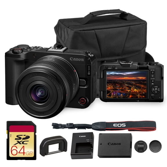 Canon EOS R50 V Mirrorless Camera with 14-30mm f/4-6.3 RF-S Lens | 4K Video, Dual Pixel Autofocus, Flip Screen | Compact RF Mount Vlog Camera Kit With Shoulder Bag and 64GB Card