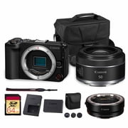 Canon EOS R50 V Mirrorless Camera | 24.2MP APS-C Sensor 4K Oversampled Video | Compact Beginner-Friendly Camera for Vlogging and Travel 6895C002 + Canon RF 50mm f/1.8 Lens + Adapter EF-EOS R + More