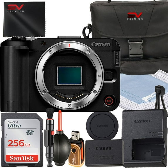Canon EOS R50 V Mirrorless Camera (Body Only) with SanDisk 256GB Memory Card + Case + SV Premium Accessory Bundle (International Version)