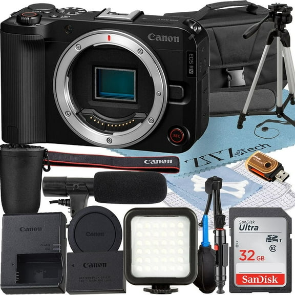 Canon EOS R50 V Mirrorless Camera (Body Only) with SanDisk 32GB Memory Card + Case + Tripod + ZeeTech Accessory Bundle (International Version)