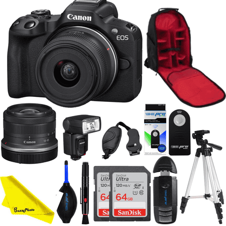 Canon EOS R50 24.2 MP Mirrorless comes with Slave Flash, Black