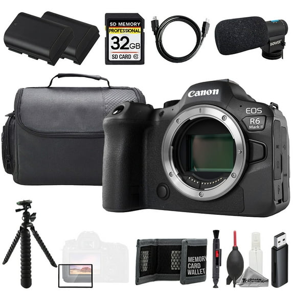 Canon EOS R6 II (Body) + Mic + 32GB + Extra Battery+ Tripod- Accessory Kit (International Version)