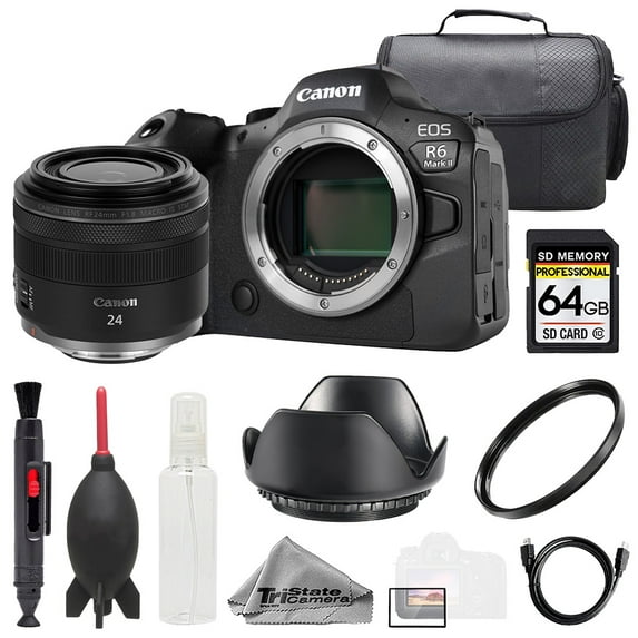Canon EOS R6 II Camera + RF 24mm f/1.8 Macro IS STM Lens +64GB + Bag+ UV Filter- Basic Kit (International Version)
