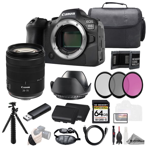 Canon EOS R6 II Camera + RF 28-70mm f/2.8 IS STM Lens +64GB + Ext Bat+ 3 PC Filter- Kit (International Version)