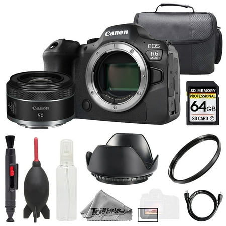 Canon EOS R6 II Camera + RF 50mm f/1.8 STM Lens +64GB + Bag+ UV Filter- Basic Kit (International Version)