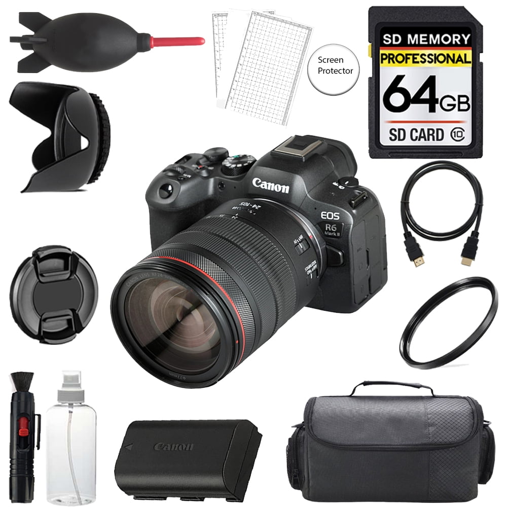 Canon EOS R6 Mark II Mirrorless Camera With RF 24-105mm USM Lens Bundle Canon 200es Eos Shoulder Bag 2x 64gb Extreme Memory Cards Accessory Kit 3fd9cfa6 01f6 43aa A41a 9528ae72f92b.acd33cf9a80ec995d36c849623a1504a
