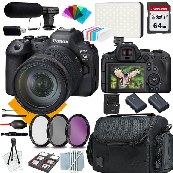 Canon EOS R6 Mark II Mirrorless Camera 24-105USM Lens+ COMMANDER Starter Kit + Lens Filters + CASE + 64GB Memory Card+Extra Battery (18PC Bundle)
