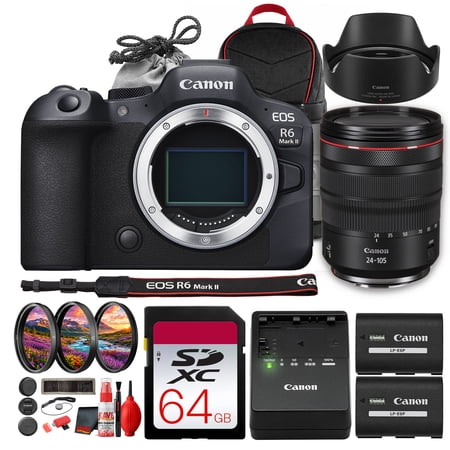 Canon EOS R6 Mark II Mirrorless Camera 24.2MP Full Frame | 4K60 10-bit Video, Dual Pixel CMOS AF II, DIGIC X, Cropping Guide Firmware (International Model)