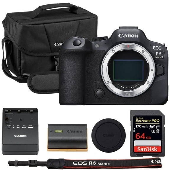 Canon EOS R6 Mark II Mirrorless Camera Body Only Bundle with Canon 200ES EOS Shoulder Bag + 64GB Extreme PRO Memory Card