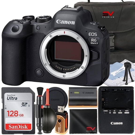 Canon EOS R6 Mark II Mirrorless Camera (Body Only) with 128GB Memory Card + Case + SV Premium Accessory Bundle (International Version)