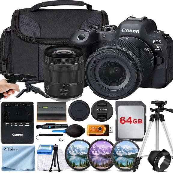 Canon EOS R6 Mark II Mirrorless Digital Camera with RF 24-105mm Lens, 24.2 MP, Black, New (International Version)