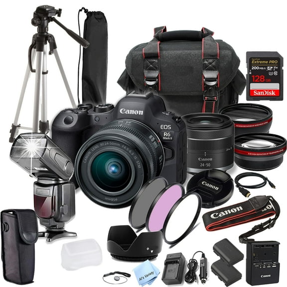 Canon EOS R6 Mark II with 24-50mm, 24.2 MP Digital Camera, Black, Extreme Pro-Bundle (International Version)