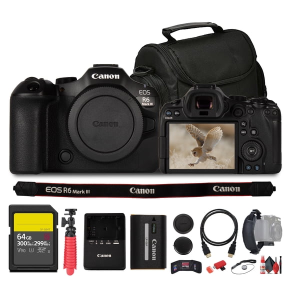 Canon EOS R6 Mark III Mirrorless Camera 32.5MP 7K RAW Bundle 64GB Kit (International Model)