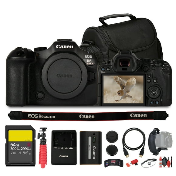 Canon EOS R6 Mark III Mirrorless Camera 32.5MP 7K RAW Bundle 64GB Kit (International Model)