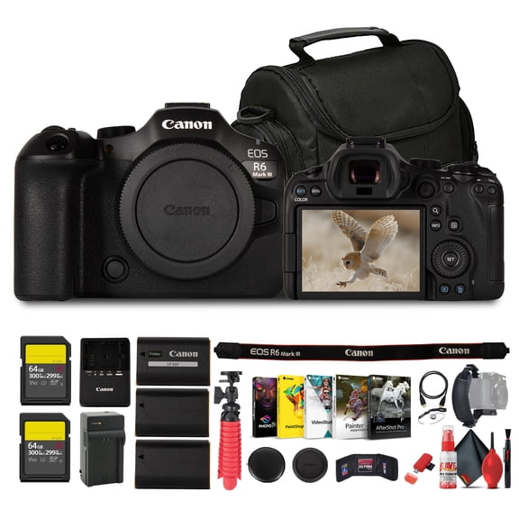 Canon EOS R6 Mark III Mirrorless Camera 32.5MP 7K RAW Bundle Dual 64GB Kit (International Model)