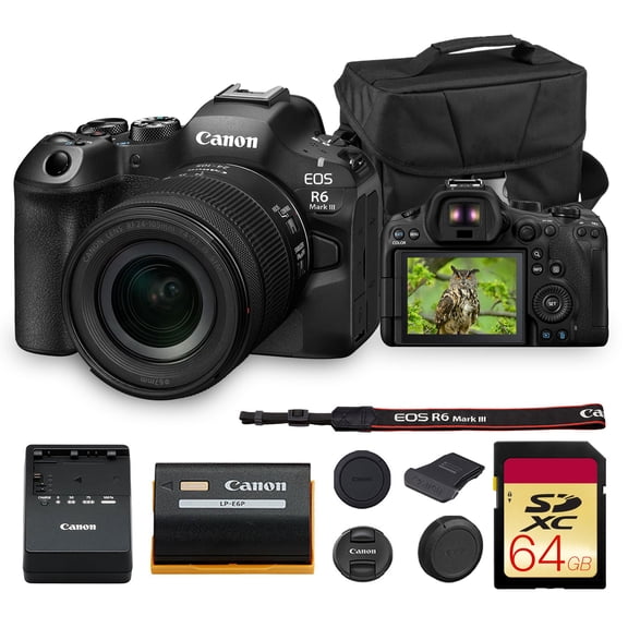 Canon EOS R6 Mark III Mirrorless Camera with 24-105mm f/4-7.1 IS STM Lens | Full-Frame RF Camera with Advanced AF & 4K Video | For Travel, Events & Creators (7084C018) + 64GB Card + Canon 200ES Bag