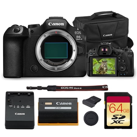 Canon EOS R6 Mark III Mirrorless Camera | 32.5MP, Full-Frame, DIGIC X, 4K, 40fps Burst, Dual Pixel CMOS AF II | Bundle with 64GB Memory Card