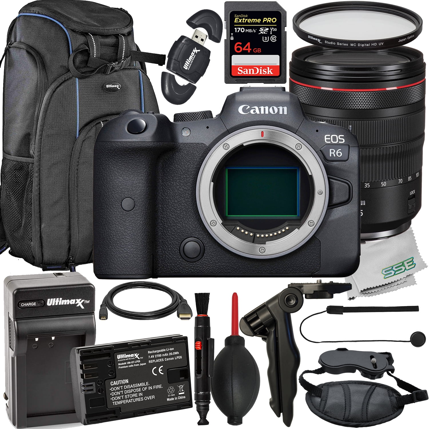 Canon EOS R6 Mirrorless Camera with 24-105mm f/4 Lens with