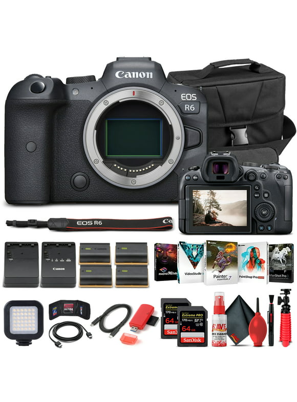 Canon EOS R6 Mirrorless Camera Body Only 4082C002 - Pro Bundle