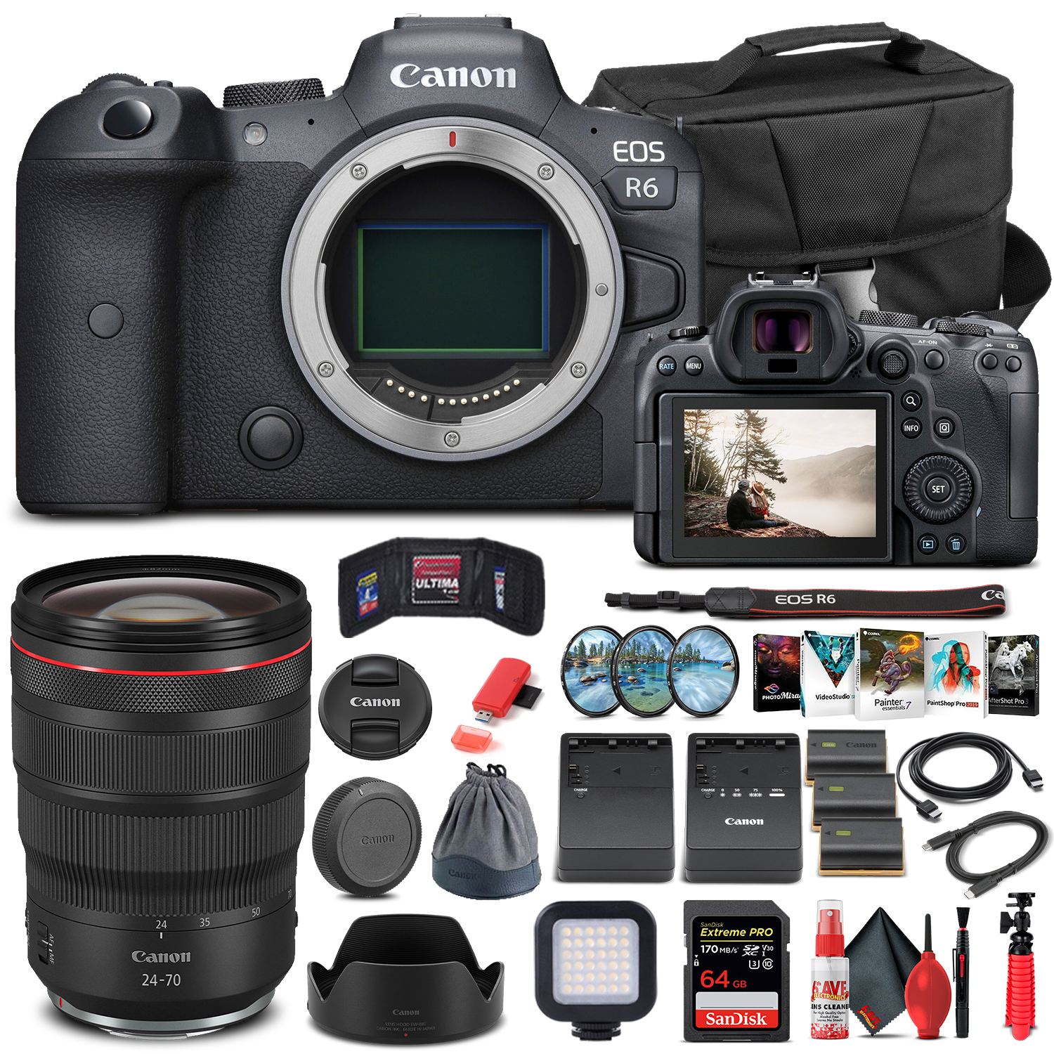Canon EOS R6 Mirrorless Camera W/ Canon RF 24-70mm Lens - Advanced Bundle - image 1 of 6