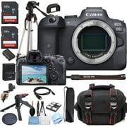 Canon EOS R6 Mirrorless Digital Camera Body Only + Als Variety Accessories Includes 2X 64GB Memory + Case + Tripod + Grip Pod + HDMI Cable + More 22pc Bundle International Version