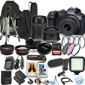 Canon EOS R7 32.5MP Dual Pixel CMOS AF II Mirrorless Camera with 18-45mm and 55-210mm Lenses, Black, 1 (New) (International Version)