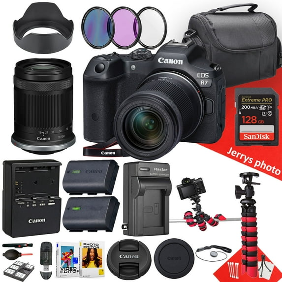 Canon EOS R7 32 MP Mirrorless Cameras With Spider Tripod, Black (International Version)