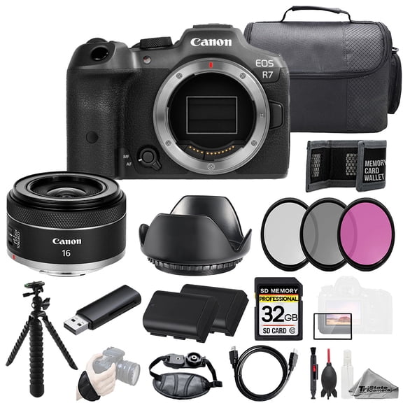 Canon EOS R7 Camera + RF 16mm f/2.8 STM Lens +32GB + Ext Bat+ 3 PC Filter- Kit (International Version)