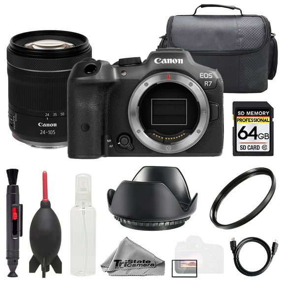 Canon EOS R7 Camera + RF 24-105mm f/4-7.1 IS STM Lens +64GB + Bag+ UV Filter- Basic Kit (International Version)