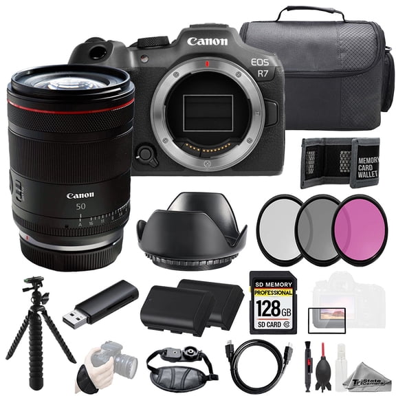 Canon EOS R7 Camera + RF 50mm f/1.4 L VCM Lens 128GB + Ext Bat+ 3 PC Filter- Kit (International Version)