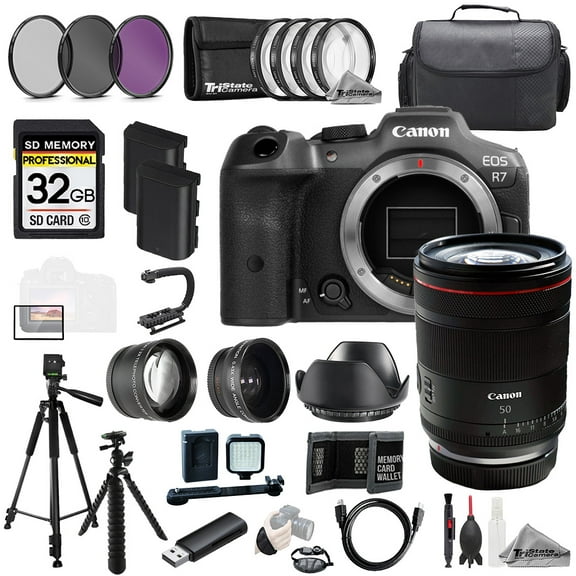 Canon EOS R7 Camera + RF 50mm f/1.4 L VCM Lens +32GB+Ext Bat+9 PC Filtr-MEGA Kit (International Version)