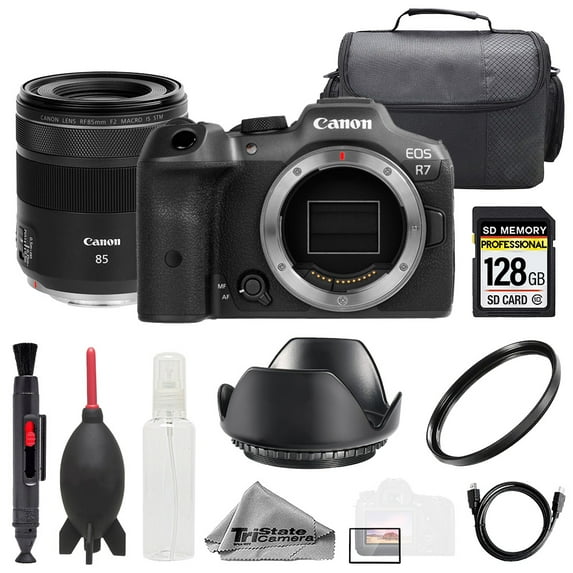 Canon EOS R7 Camera + RF 85mm f/2 Macro IS STM Lens +128GB+ Bag+ UV Filter- Basic Kit (International Version)