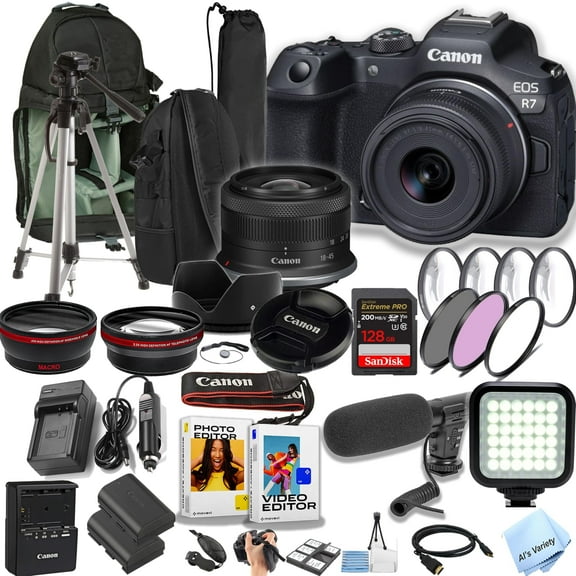 Canon EOS R7 Dual Pixel CMOS AF II Mirrorless Camera with 18-45mm Lens and More (International Version)