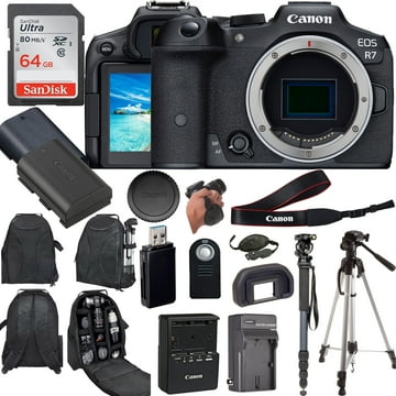 Canon EOS R7 Mirrorless Camera (Body Only) Enhanced with Professional Accessory Bundle - Includes 14 Items