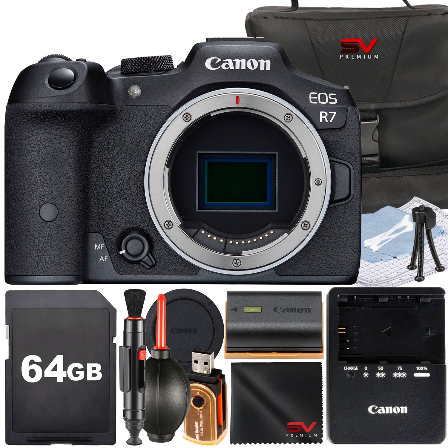Canon EOS R7 Mirrorless Camera (Body Only) with SanDisk 64GB Memory ...